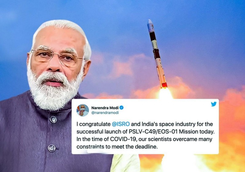 Indian PM Modi congratulates ISRO for the launch of PSLV C49