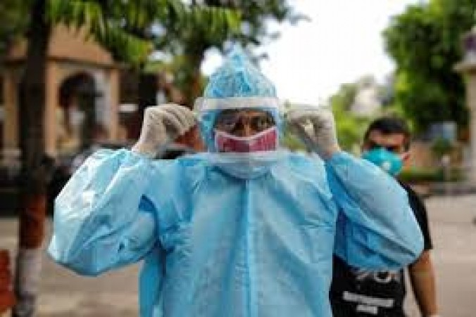 Fear of corona virus: When a man appears to be wearing a PPE kit on the street