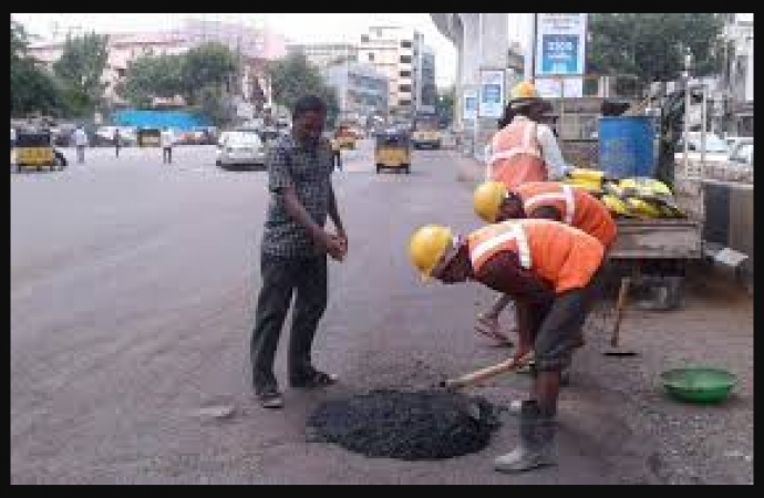 GHMC has started road repair work in the wake of the rainfall damage