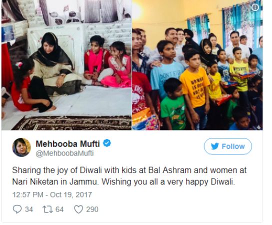 Jammu and Kashmir  CM Mehbooba Mufti  celebrated Diwali at an orphanage