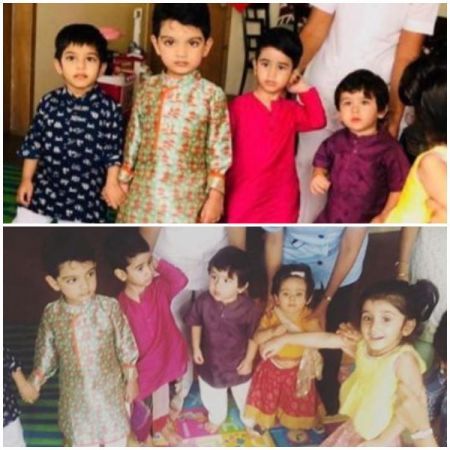 See pics:Taimur, together with his younger sister, celebrated Navratri,  in the traditional avatar
