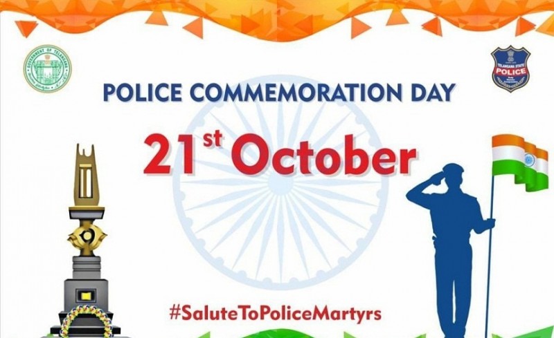 Agartala, Tripura. India. 21st October 2021. The Tripura State Rifles (TSR)  personnel are giving a guard of honour to police officials who made the  supreme sacrifice in the line of duty. The