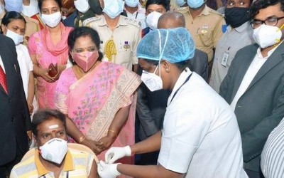 Governor Tamilisai thanks Prime Minister Narendra Modi for guiding him in the vaccination campaign