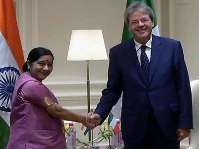 Sushma Swaraj  Met with Italian PM Paolo Gentiloni