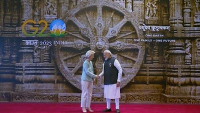 G20 Summit: India Welcomes Leaders with a Spectacular Display of Odisha's Konark Wheel