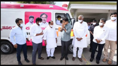 Corona Testing Mobile Unit and Ambulances launched by IT and Industry Minister KT Rama Rao