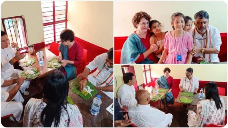 Priyanka Gandhi visits Mysore's iconic Mylari Restaurant, tries her hands at making 'dosas'