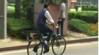 Union Minister Mansukh Mandaviya rides cycle to launch 'Pedal for Health' campaign