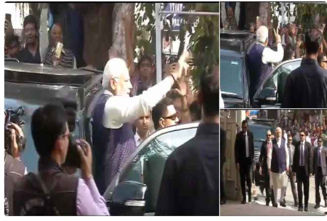 PM Modi arrives Ahmedabad to cast his vote