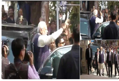 PM Modi arrives Ahmedabad to cast his vote