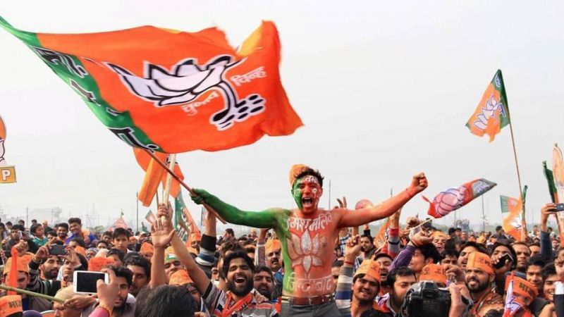 Gujarat Poll –Battle Ground: BJP celebrates win with mushroom cake