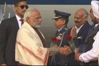 Prime Minister Narendra Modi arrives in Chandigarh to witness swearing-in ceremony of Himachal CM