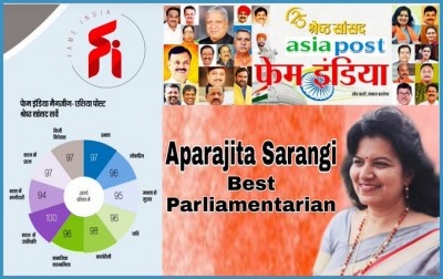Bhubaneswar MP Aparajita Sarangi Rated 2020’s Best Parliamentarian