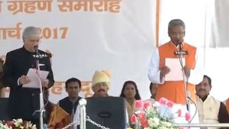 Trivendra Singh Rawat swear in oath as Chief Minister of Uttarakhand