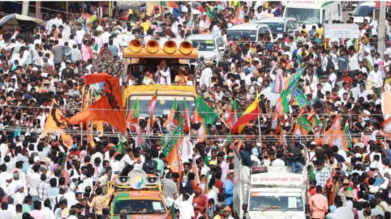 Karnataka Poll: Amit Shah holds roadshow in Belagavi