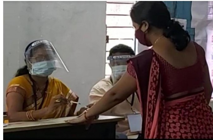 In Telangana's  Huzurabad constituency, voting is underway.
