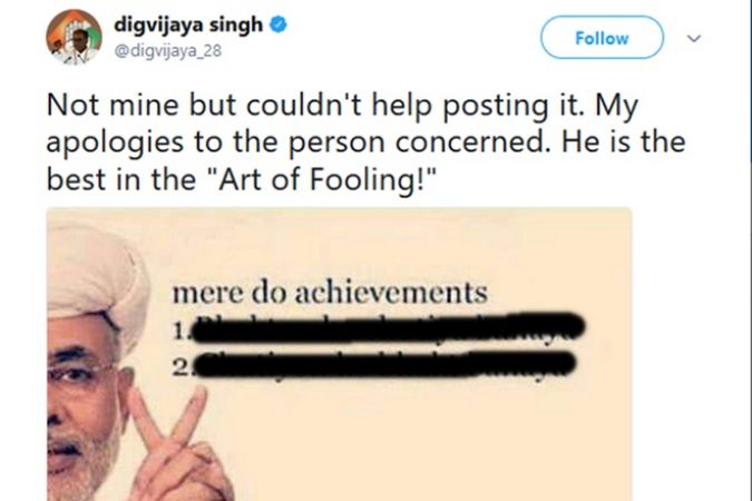 Digvijaya Singh posts a meme on Twitter against PM Modi