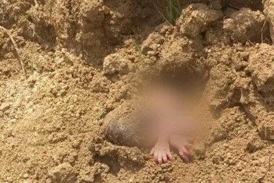 Half-buried newborn baby rescued by locals of Krishnavaram village