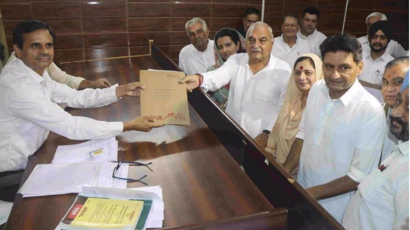 Bhupinder Hooda, Gian Chand Gupta File Nominations for Haryana Assembly Elections