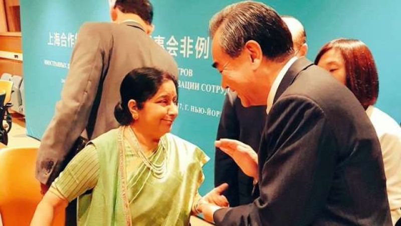 Sushma Swaraj met Chinese foreign minister Wang Yi over SCO meeting