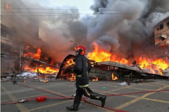 Bongo Bazar market and three nearby commercial districts had been pretty much destroyed in Fire