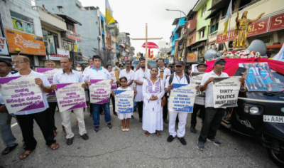 Sri Lankan protesters call for justice for the attacks on Easter Sunday in 2019