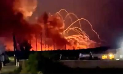 Villages in Russia were evacuated after a fire at a munitions depot