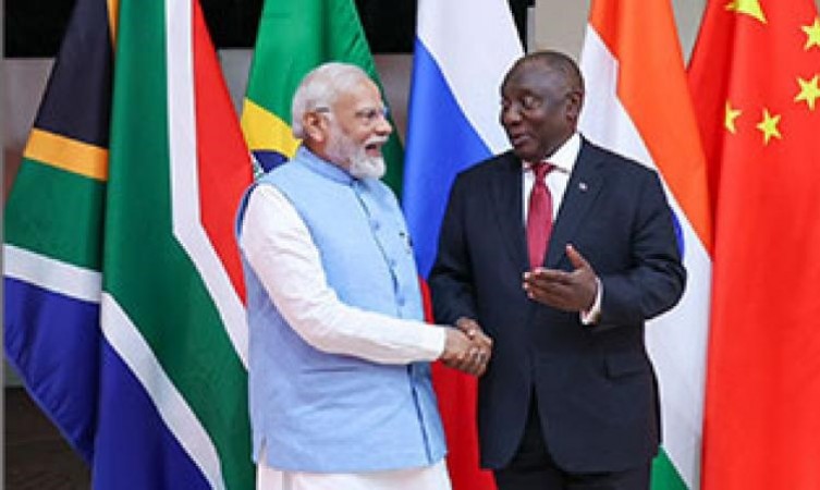 BRICS Summit Day 2 PM Modis Bilateral Meeting with S.African President Cyril Ramaphosa