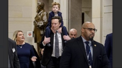 Elon Musk Attends Trump Govt Meeting with Son Lil X on His Shoulders