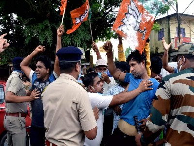 Supporters of the saffron party attacked a former BJP MLA in Tripura