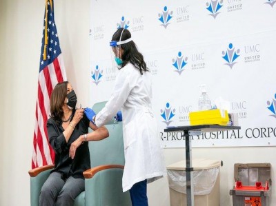 US Vice President-elect Kamala Harris receives Covid-19 vaccine