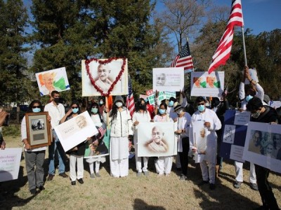 California: Indian Diaspora holds community vigil against vandalisation of Gandhi statue