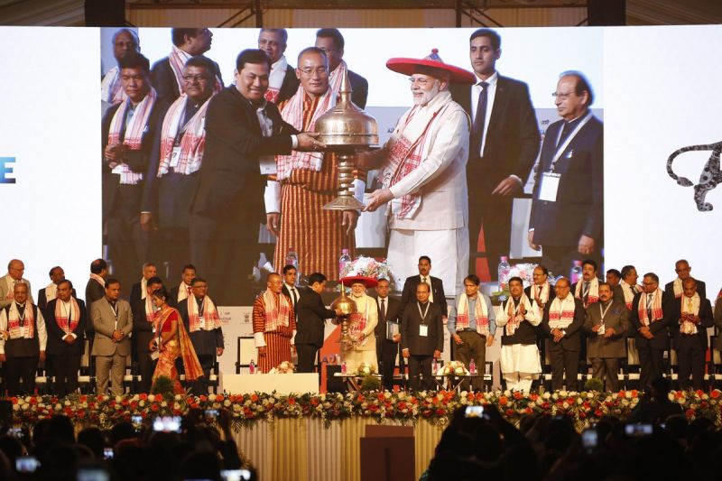 PM Modi, CM of Assam and Bhutan PM Flagg off Advantage Assam 2018