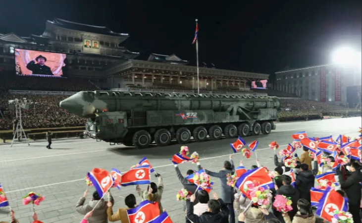 Kim directs an armed services display highlighting North Korea's most sophisticated weapons