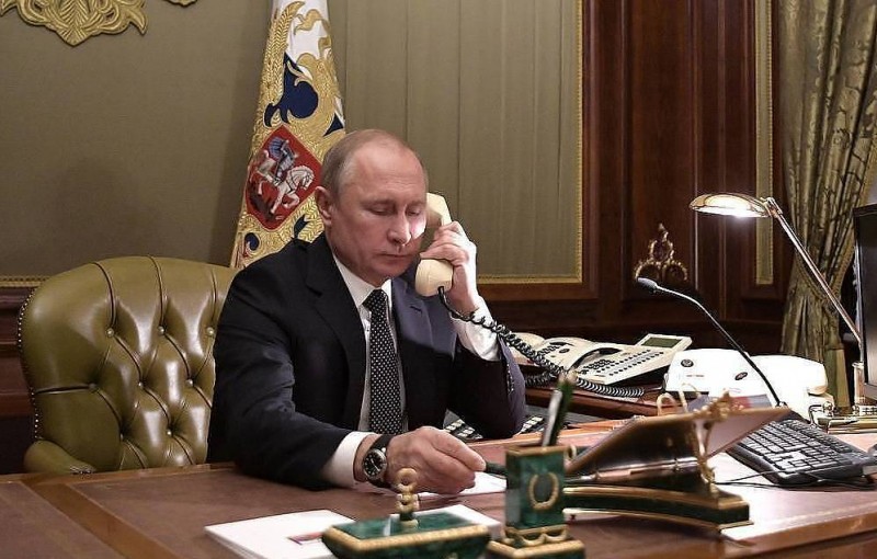 Vladimir Putin hold video-conference with leaders of France, Germany