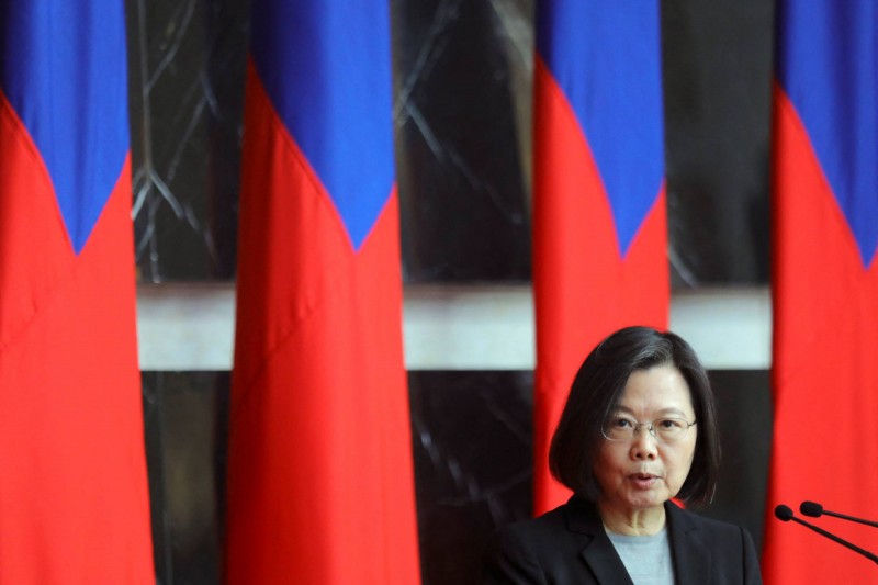 Taiwan's president warns the China against 'military adventurism' in New Year's address