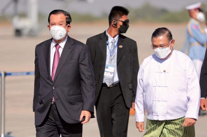 Cambodian PM arrives in Myanmar on 2-day tour