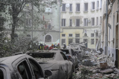 Four people were killed when a missile hit an apartment block in Lviv, Ukraine