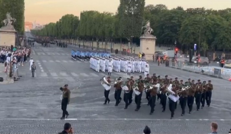 Indian Tri-Services hold practice in France for the Bastille Day parade