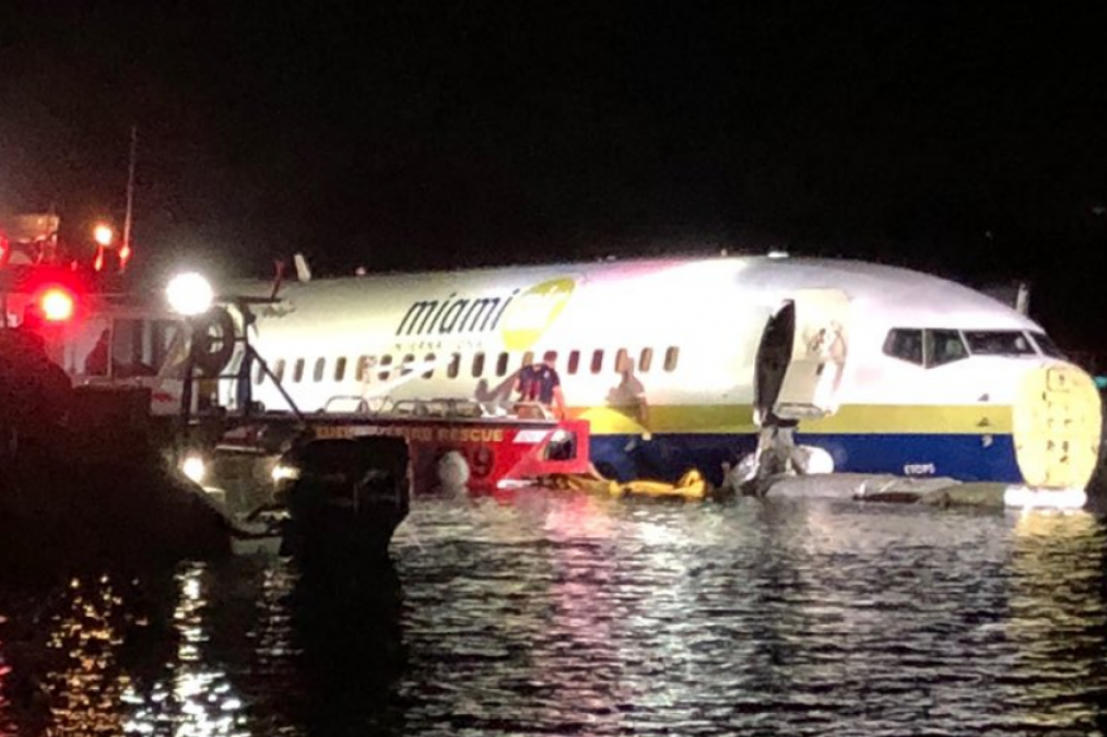 Boeing 737 slides off the runway, falls into river in Florida