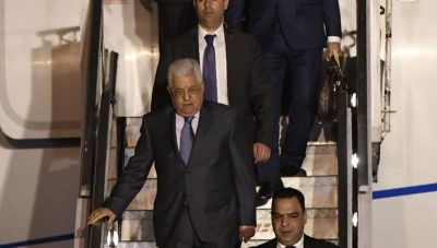 Palestinian President Mahmoud Abbas arrives in India