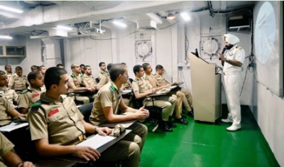 Saudi naval cadets take part in their first joint exercise with the Indian Navy