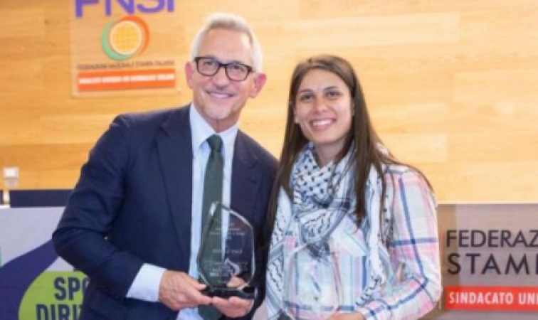 Amnesty International's Sport and Human Rights Award is given to Palestinian Natali Shaheen and Gary Lineker