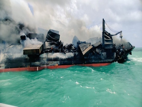 ICG ships Vaibhav & Vajra continue to battle fire onboard container ship MV X-Press Pearl