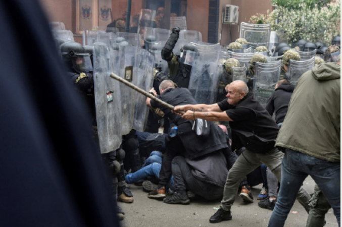 Combat with Serb protesters in Kosovo results in injuries to NATO soldiers