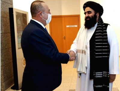 Turkish Finance Minister Mevlut Cavusoglu meets Taliban delegation