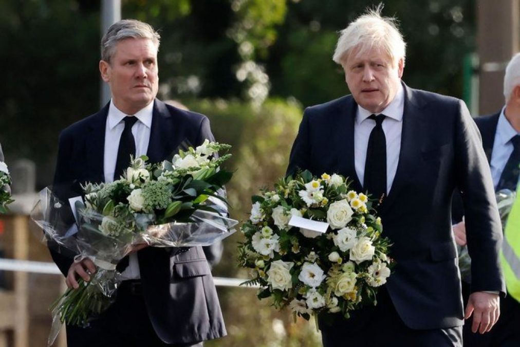 Boris Johnson visits the church where Sir David Amess was stabbed to death