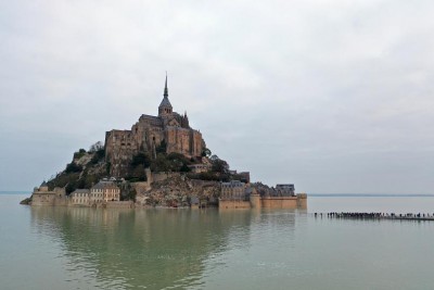 UNESCO sight Mont-Saint-Michel in France turned into an island due to the high tides