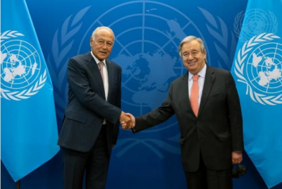 Leaders of the UN and Arab League discuss the situation  of Palestinian cause in New York