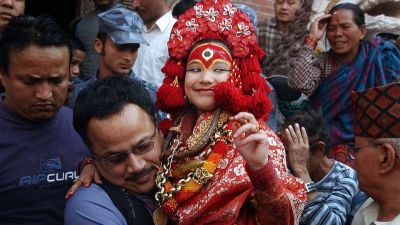 Three-year-old girl child bless as 'Living Goddess' in Nepal